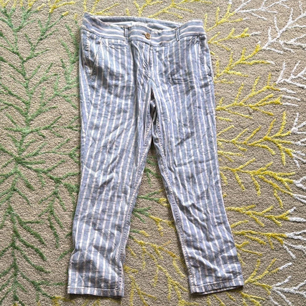 LOFT nautical, striped linen blends, soft pants eight